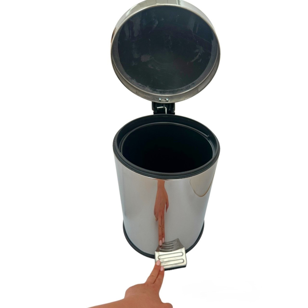 Відро для сміття побутове з педаллю на 12 літрів з нержавіючої сталі 35см, діаметр 25 см Відро для сміття побутове з педаллю на 12 літрів з нержавіючої сталі 35см, діаметр 25 см
