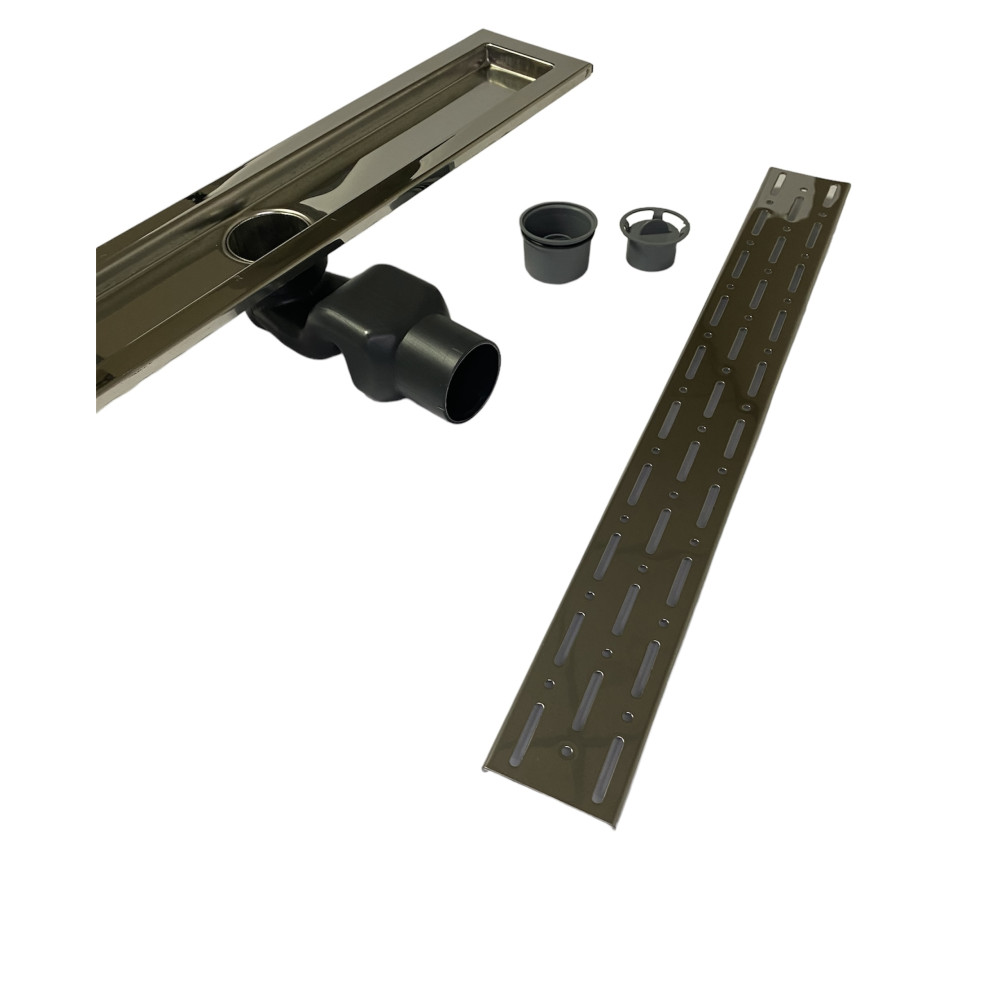 Душевой трап с решеткой и корпусом из нержавеющей стали, решетка "Дождь" 50см, поворотный S-образный сифон Душевой трап с решеткой и корпусом из нержавеющей стали, решетка "Дождь" 50см, поворотный S-образный сифон