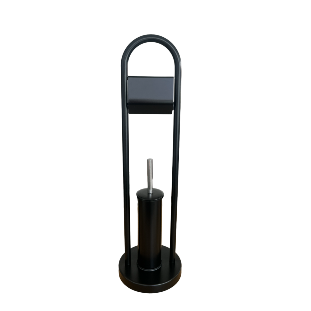 KF.68.102S.72 Toilet paper and brush holder made of stainless steel, 80cm high, black color