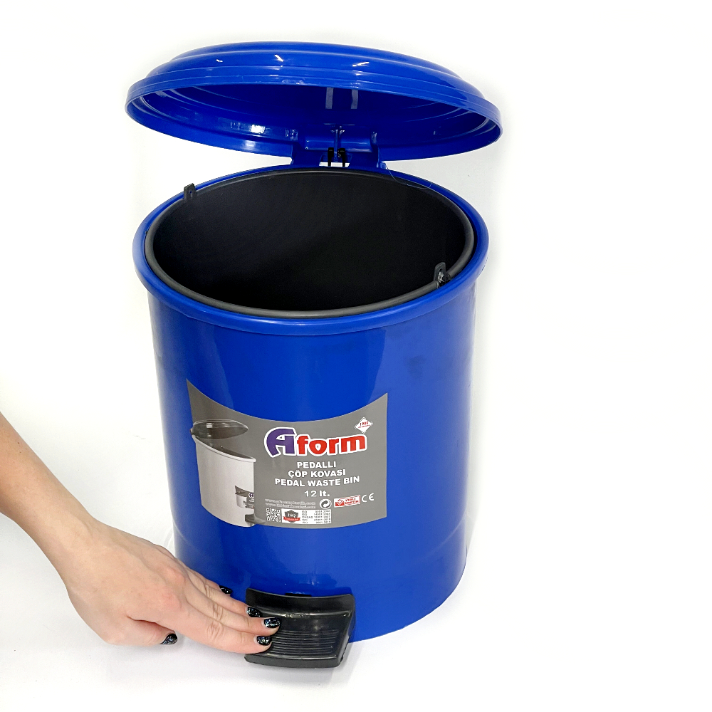 Pedal bin 12l, plastic, blue