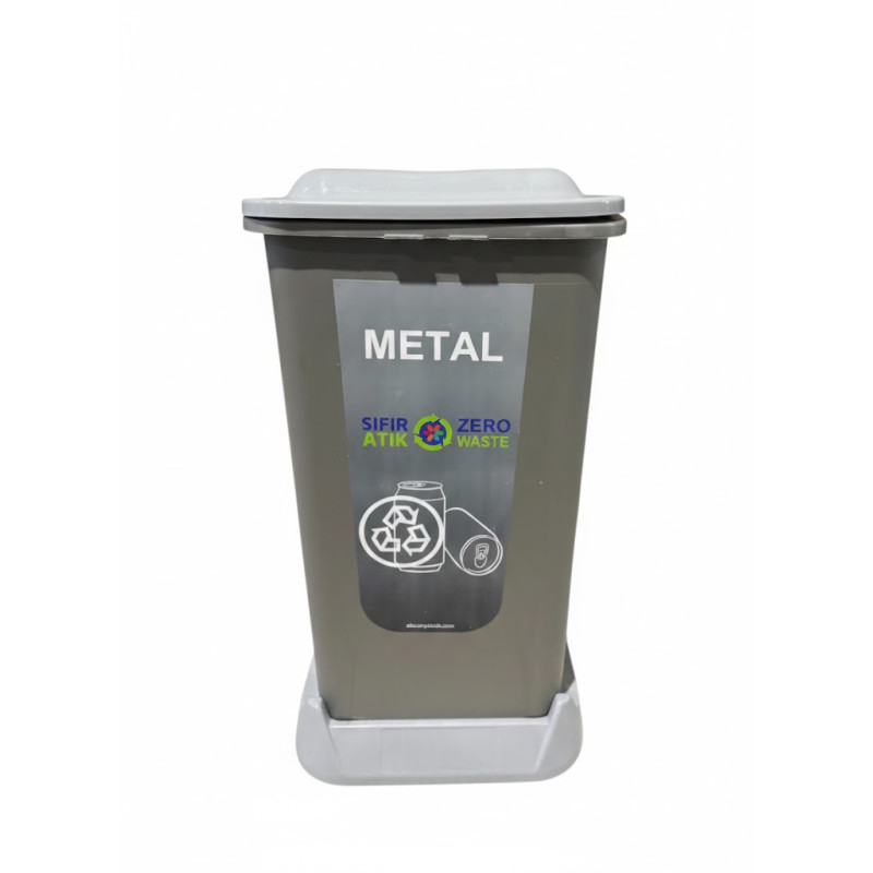 Контейнер для сортування сміття (метал) на 70л, колір сірий, з кришкою