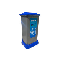 Контейнер для сортування сміття (папір) на 70л, колір синій, з кришкою