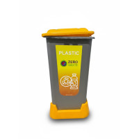 Контейнер для сортування сміття (пластик) на 70л, колір жовтий, з кришкою