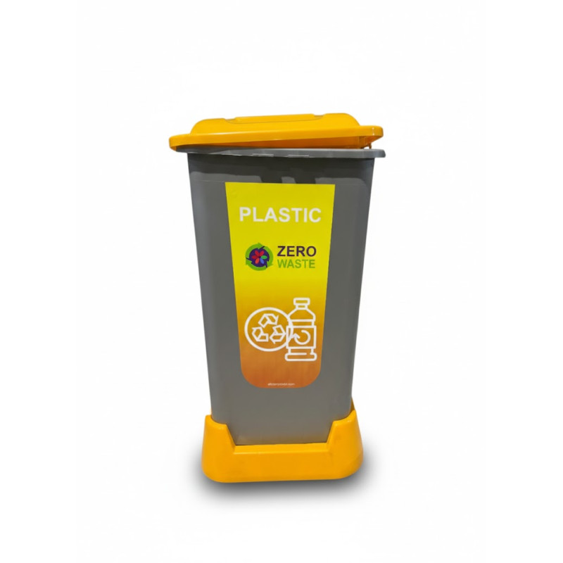 Контейнер для сортування сміття (пластик) на 70л, колір жовтий, з кришкою