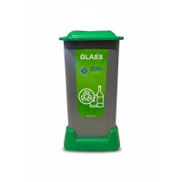 Waste sorting container (glass) 70l, green, with lid