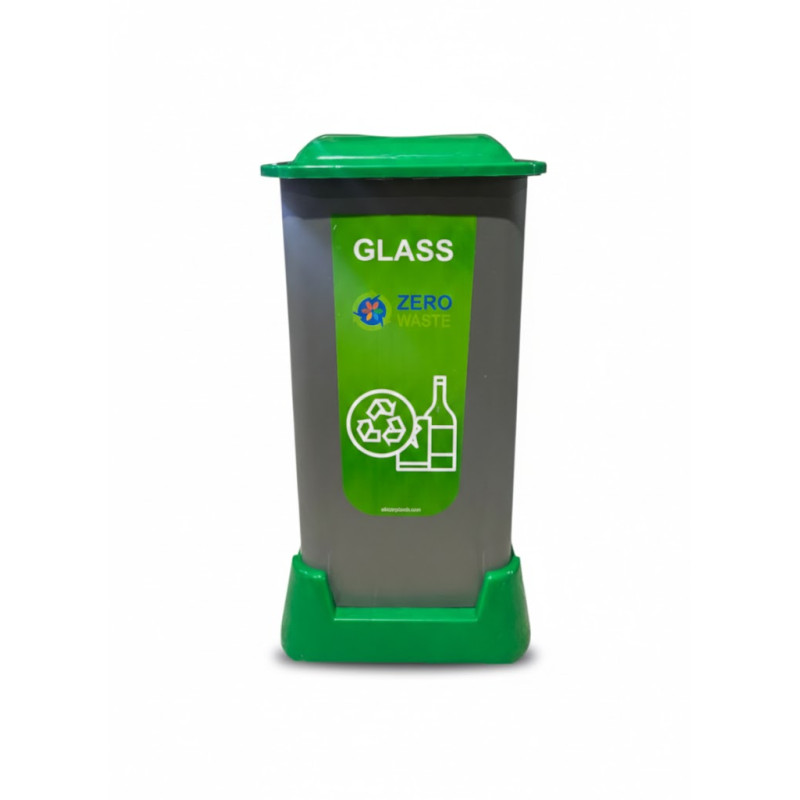 Контейнер для сортування сміття (скло) на 70л, колір зелений, з кришкою