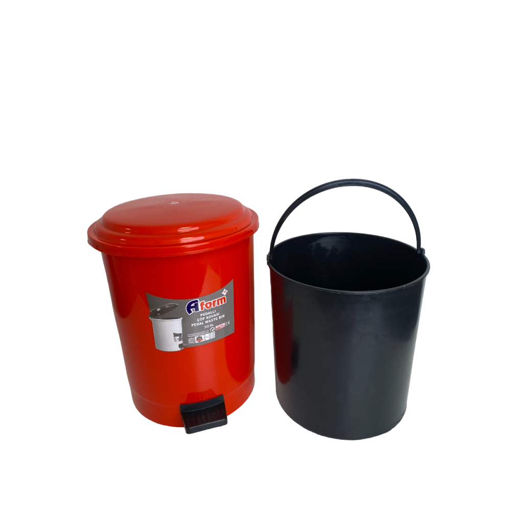 Pedal bin 50l, plastic, red