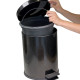 Відро для сміття з педаллю 12 л з нержавіючої сталі компактне чорне 35см висота, діаметр 25см Відро для сміття з педаллю 12 л з нержавіючої сталі компактне чорне 35см висота, діаметр 25см