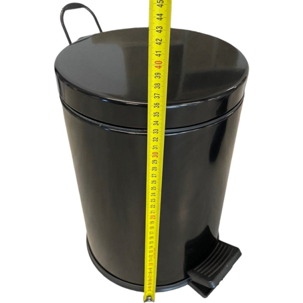 Відро для сміття з педаллю 12 л з нержавіючої сталі компактне чорне 35см висота, діаметр 25см Відро для сміття з педаллю 12 л з нержавіючої сталі компактне чорне 35см висота, діаметр 25см