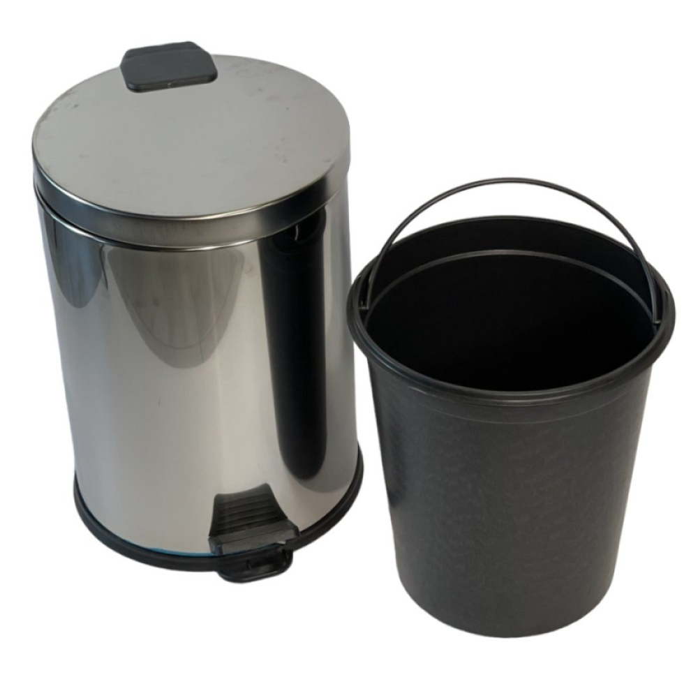 Мусорное ведро с педалью круглое из нержавеющей стали 45см, диаметр 31см на 30 литров Мусорное ведро с педалью круглое из нержавеющей стали 45см, диаметр 31см на 30 литров