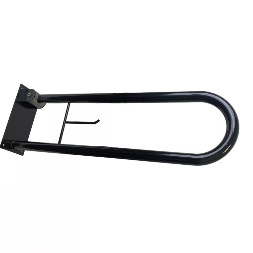 Откидной поручень черный, опора настенная для санузлов из нержавеющей стали Ø 32, размер 73*23*11см Откидной поручень черный, опора настенная для санузлов из нержавеющей стали Ø 32, размер 73*23*11см