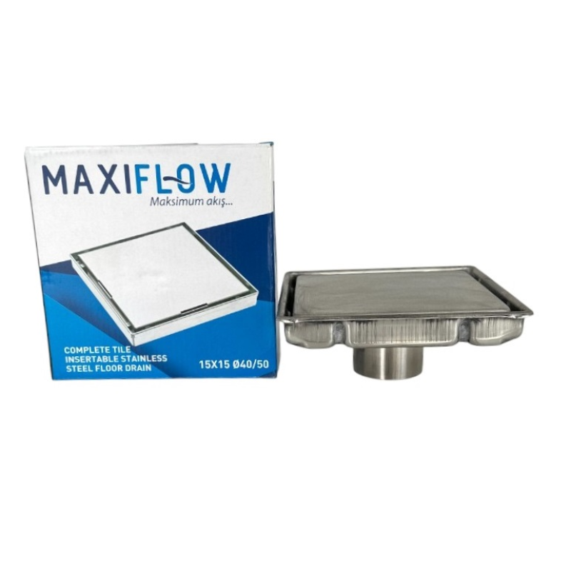 3074 Трап Libra 15х15см з нерж.сталі, верт.вих.50мм, Плитка