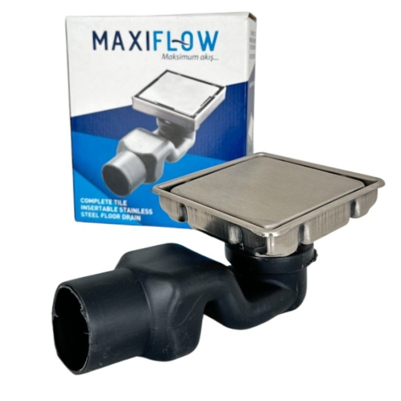 3076 Трап Libra 10х10см з нерж.сталі, горизонт.вих.50мм, Плитка