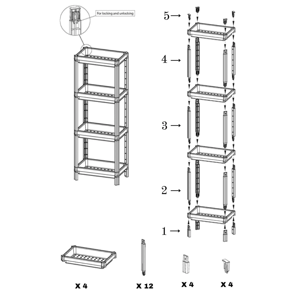 Полочка-органайзер на четыре яруса черная DP-100 Полочка-органайзер на четыре яруса черная DP-100
