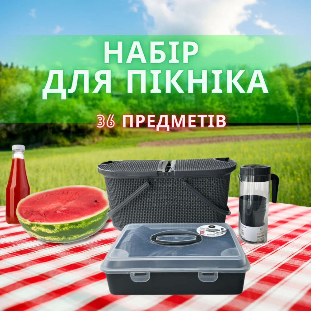 Набор посуды для пикника с корзиной на 6 персон (36 предметов) DP-76