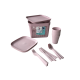 Набір посуду для пікніка з корзиною 8л на 6 персон (32 предмети) рожевий Набір посуду для пікніка з корзиною 8л на 6 персон (32 предмети) рожевий