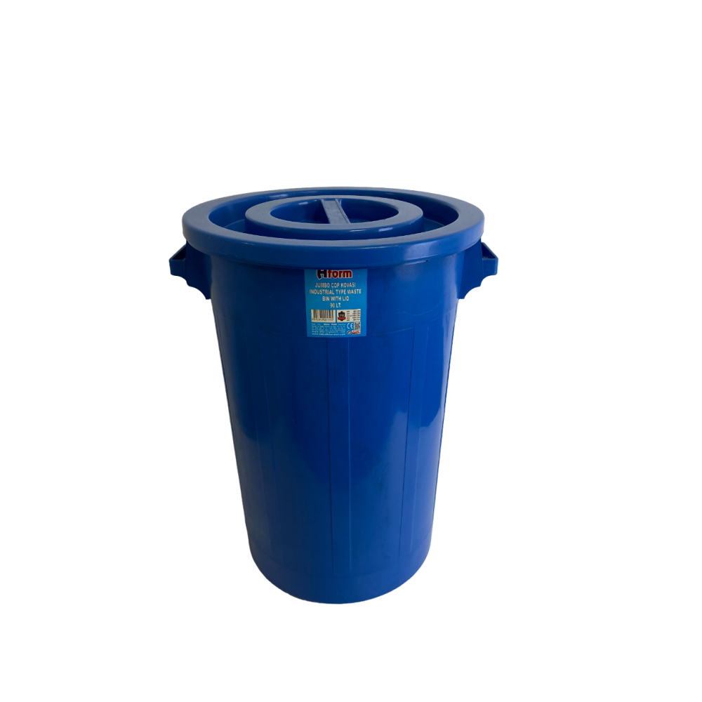 Сміттєвий бак промислового типу з круглою кришкою на 90л, пластик. колір синій Сміттєвий бак промислового типу з круглою кришкою на 90л, пластик. колір синій