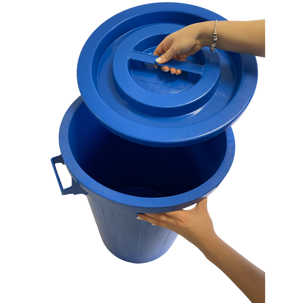 Сміттєвий бак промислового типу з круглою кришкою на 90л, пластик. колір синій Сміттєвий бак промислового типу з круглою кришкою на 90л, пластик. колір синій