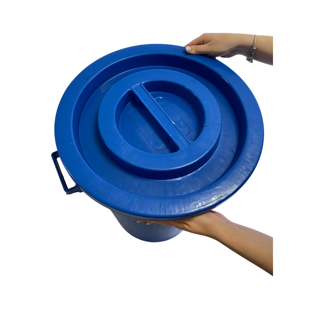 Сміттєвий бак промислового типу з круглою кришкою на 90л, пластик. колір синій Сміттєвий бак промислового типу з круглою кришкою на 90л, пластик. колір синій