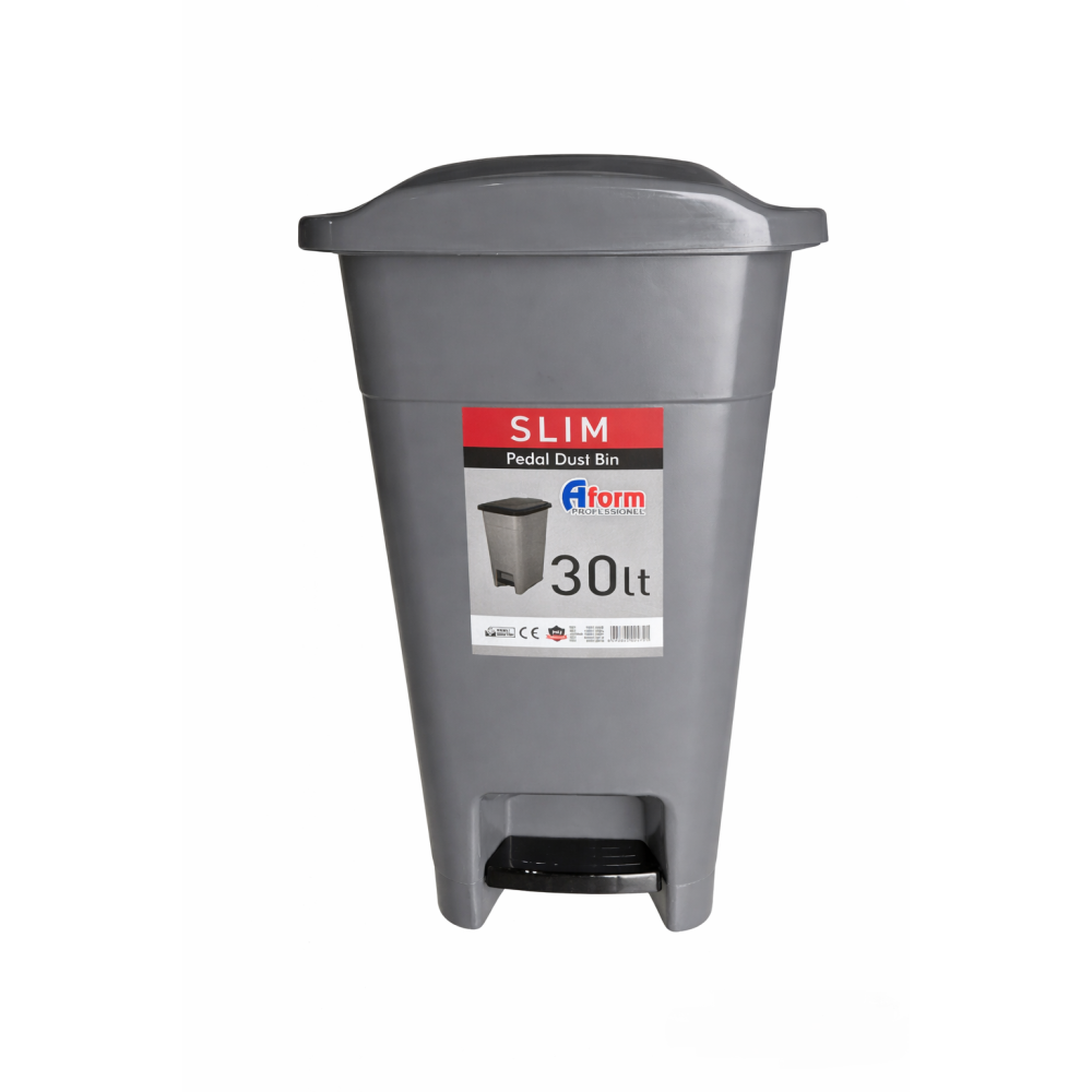 Ведро для мусора бытовое с педалью на 30 литров из пластика, цвет серый