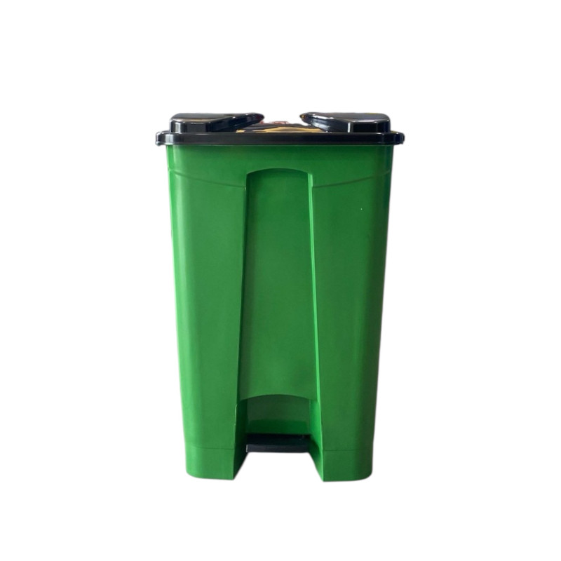 Бак побутовий на колесах для сміття з педаллю на 85л пластиковий зеленого кольору