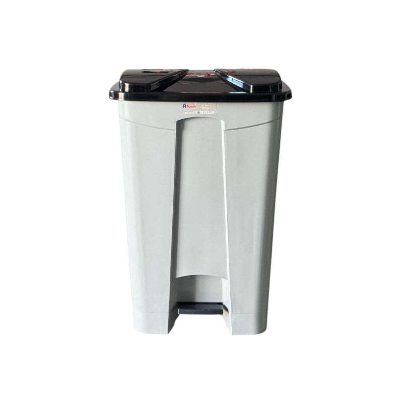 Бак побутовий на колесах для сміття з педаллю на 85л пластиковий сірого кольору