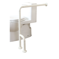 L-shaped toilet grab bar 700x600mm white color, AISI 304