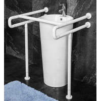 Handrail for washbasin wall/floor, width 650x650mm, height 850mm, color white, AISI 304