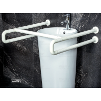 Double-sided handrail for washbasin, width 650x650mm, white color, AISI 304