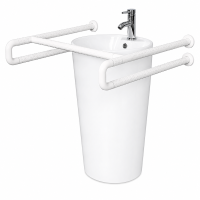 Double-sided handrail for washbasin, width 650x650mm, white color, AISI 304