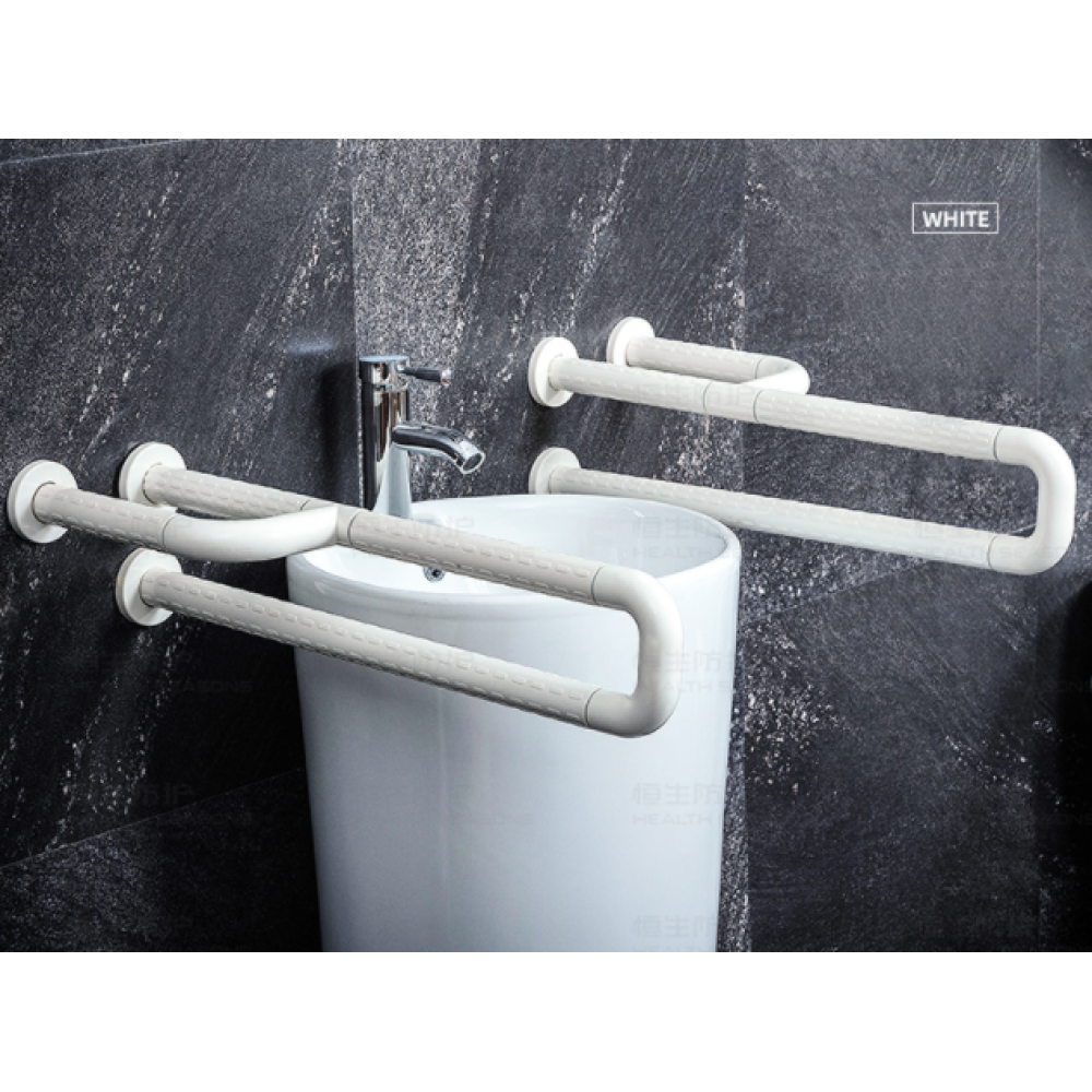 Поручень для умивальника стіновий 60см, висота 120х135мм, колір білий, AISI 304