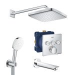 Concealed shower system with Grohe Grohtherm SmartControl thermostat for 3 consumers, chrome (UA26415SC6)