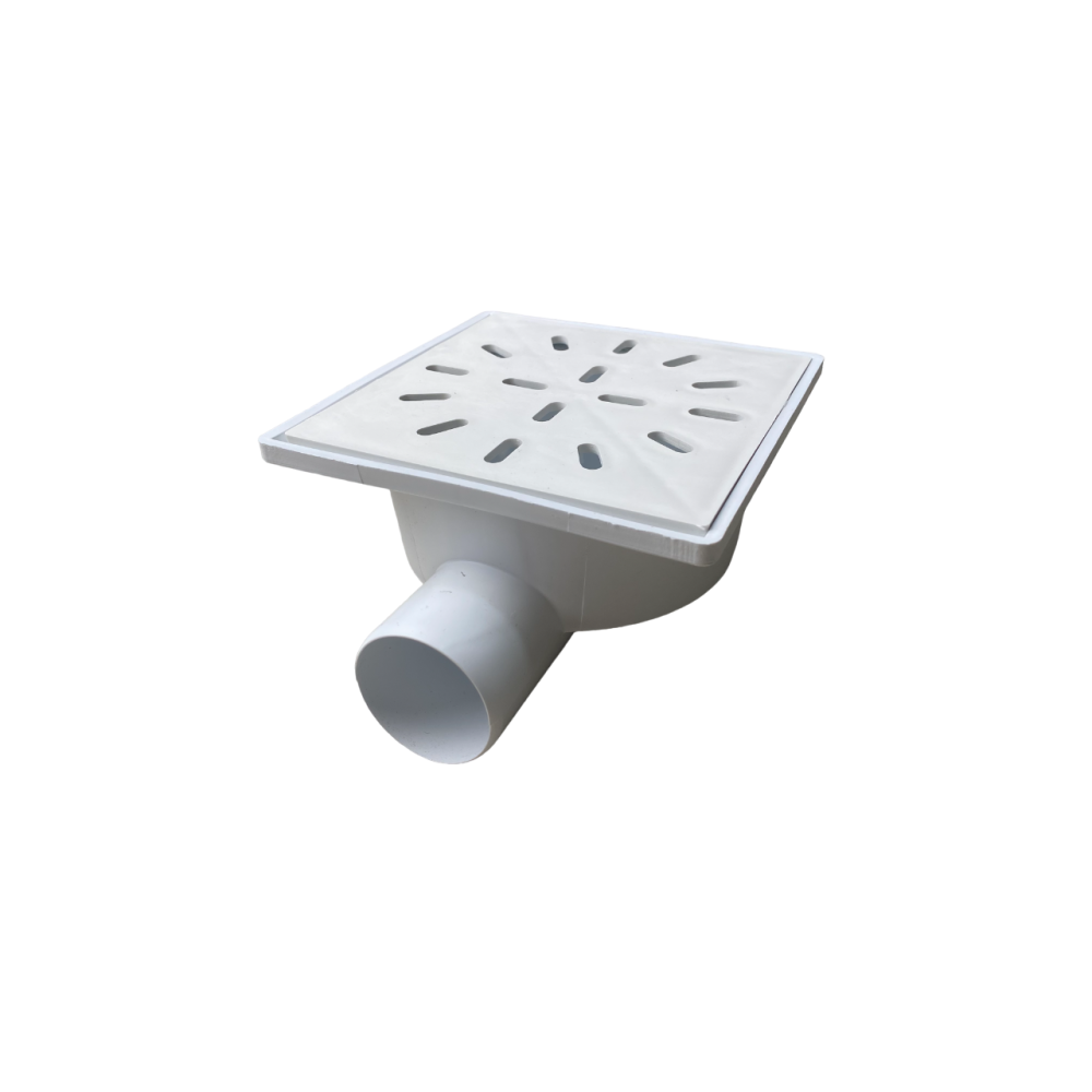 Horizontal drain D50 plastic grating 150x150 dry shutter