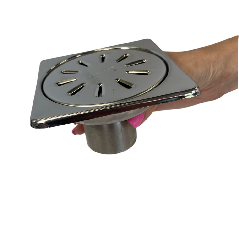 Трап з нержавіючої сталі SLIM 15х15см горизонтальний D50 Трап з нержавіючої сталі SLIM 15х15см горизонтальний D50