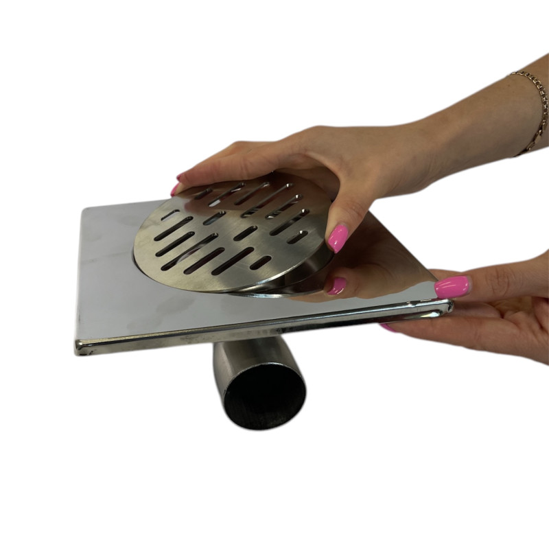 Трап из нержавеющей стали SLIM 20х20см вертикальный D50