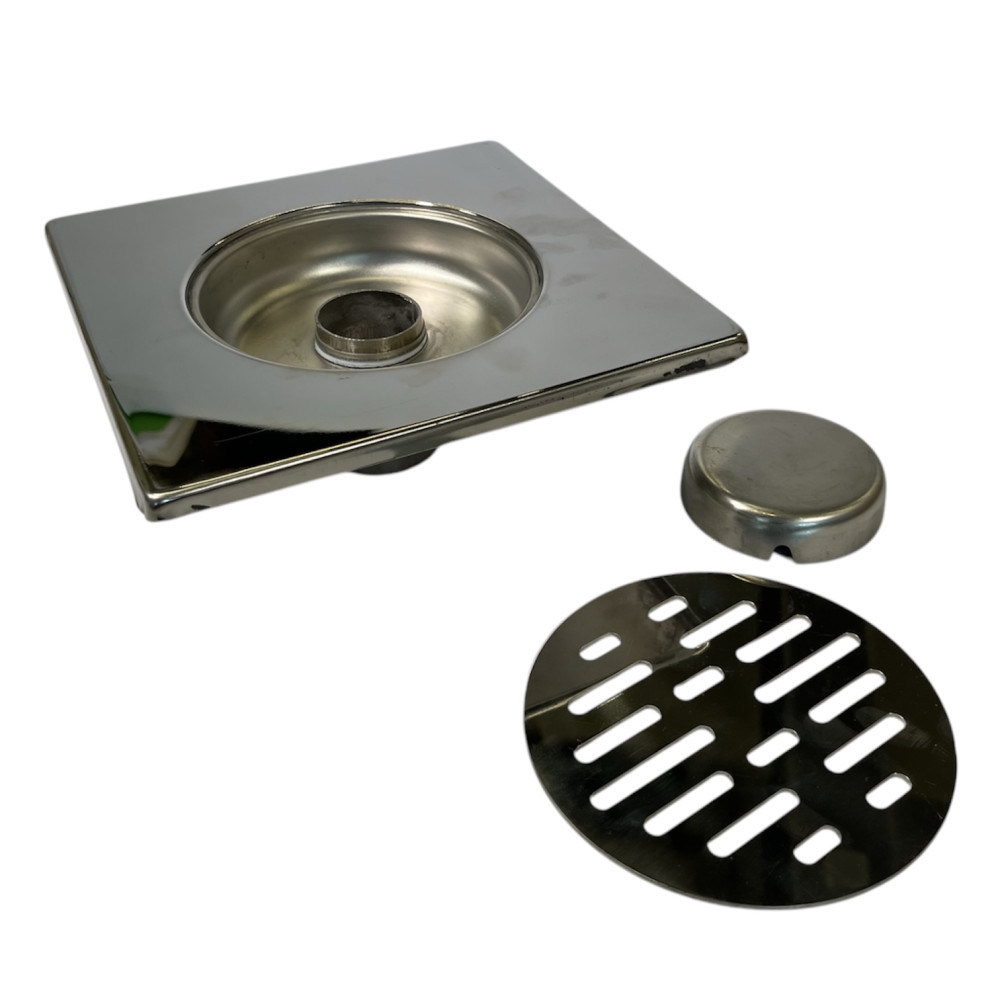 Трап з нержавіючої сталі SLIM 20х20см вертикальний D50 Трап з нержавіючої сталі SLIM 20х20см вертикальний D50