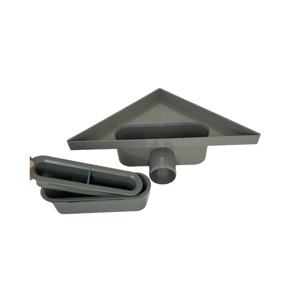 Трап для душу кутовий горизонтальний, решітка "хвиля" з нержавіючої сталі з гідрозатвором Трап для душу кутовий горизонтальний, решітка "хвиля" з нержавіючої сталі з гідрозатвором