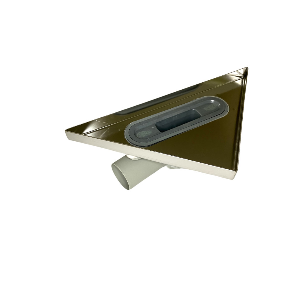 Трап для душу кутовий горизонтальний, решітка "хвиля" з нержавіючої сталі з гідрозатвором Трап для душу кутовий горизонтальний, решітка "хвиля" з нержавіючої сталі з гідрозатвором