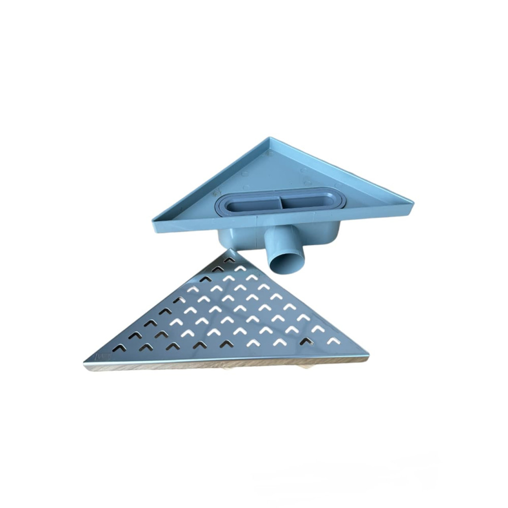 Трап для душу кутовий горизонтальний, решітка "хвиля" з нержавіючої сталі з гідрозатвором Трап для душу кутовий горизонтальний, решітка "хвиля" з нержавіючої сталі з гідрозатвором