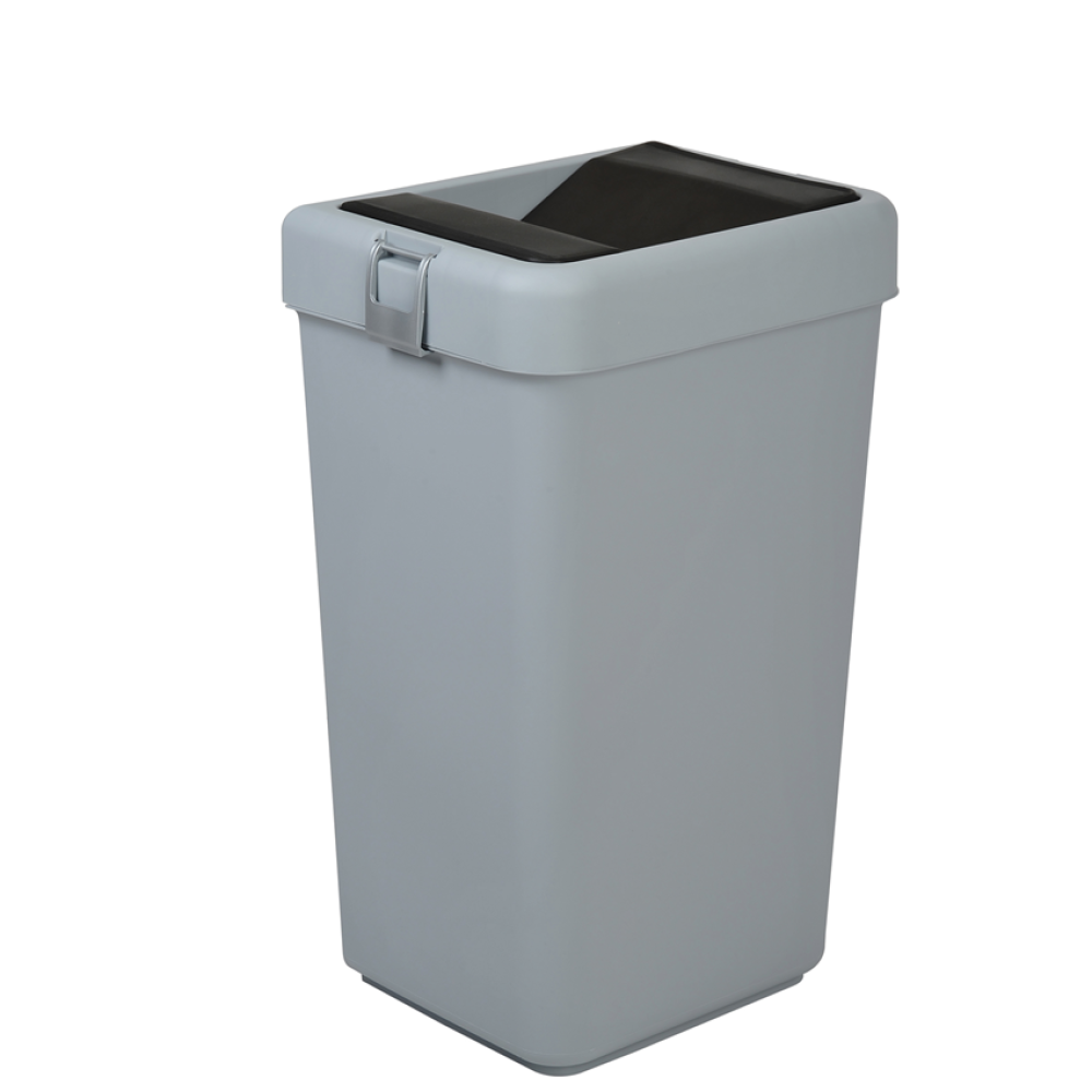 Відро для сміття на 40л пластикове сіре, з поворотною кришкою 35*28*59см Відро для сміття на 40л пластикове сіре, з поворотною кришкою 35*28*59см