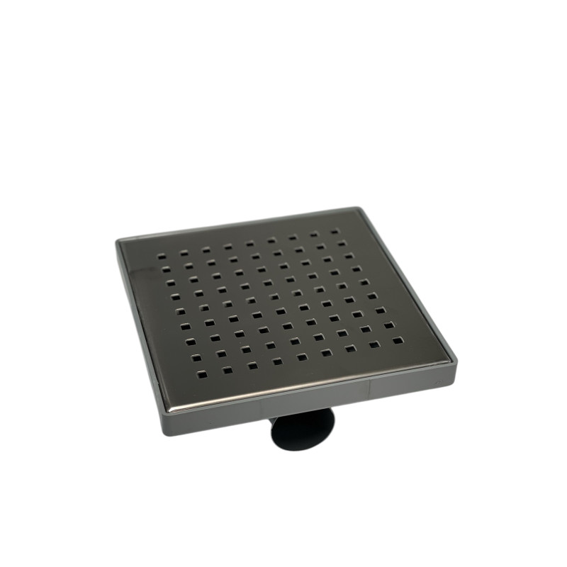 Трап с решеткой "квадрат" с нержавеющей решеткой горизонтальный выход D50, 20х20 см