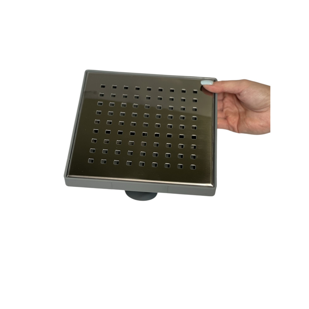 Трап с решеткой "квадрат" с нержавеющей решеткой горизонтальный выход D50, 20х20 см Трап с решеткой "квадрат" с нержавеющей решеткой горизонтальный выход D50, 20х20 см