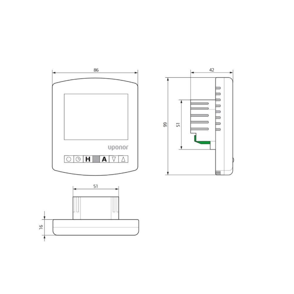 Термостат по датч. полы программируемый Uponor Comfort E set T-86 230V Термостат по датч. полы программируемый Uponor Comfort E set T-86 230V