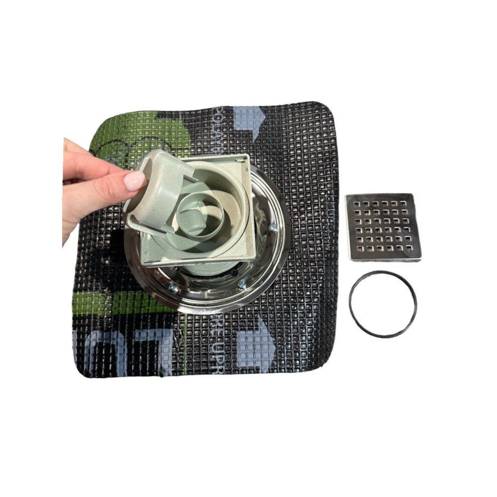 Двокорпусний трап 15*15см з бітумною мембраною, горизонтальний вихід D50 Двокорпусний трап 15*15см з бітумною мембраною, горизонтальний вихід D50