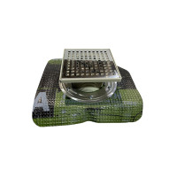 Двухкорпусный трап 15*15см с битумной мембраной, горизонтальный выход D50 Двухкорпусный трап 15*15см с битумной мембраной, горизонтальный выход D50