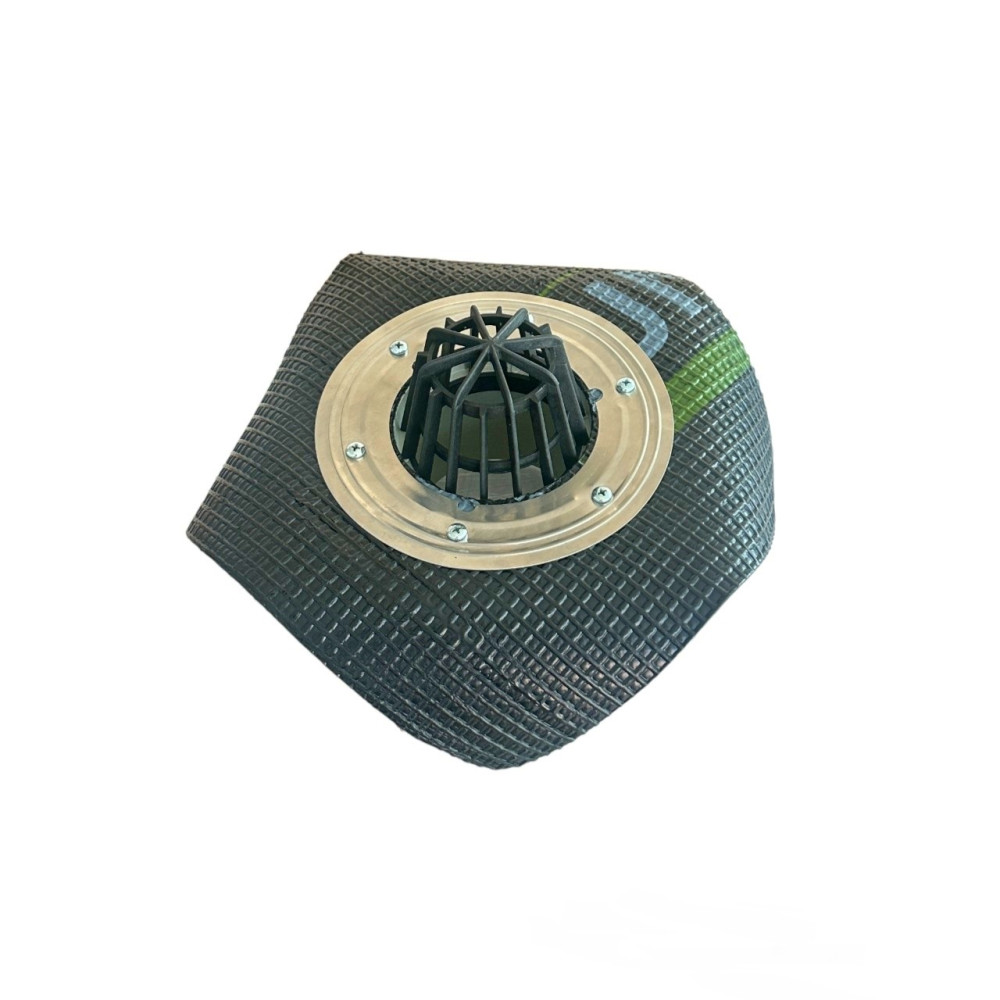 5021 Трап-воронка с вертикальным выходом 100мм, нержавеющим фланцем и листоуловителем 5021 Трап-воронка с вертикальным выходом 100мм, нержавеющим фланцем и листоуловителем