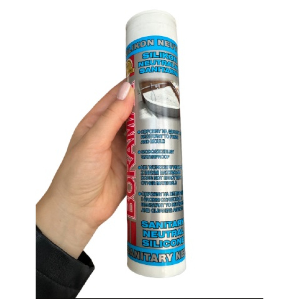 Герметик силиконовый нейтральный санитарный прозрачный Boramax, 280 мл Герметик силиконовый нейтральный санитарный прозрачный Boramax, 280 мл