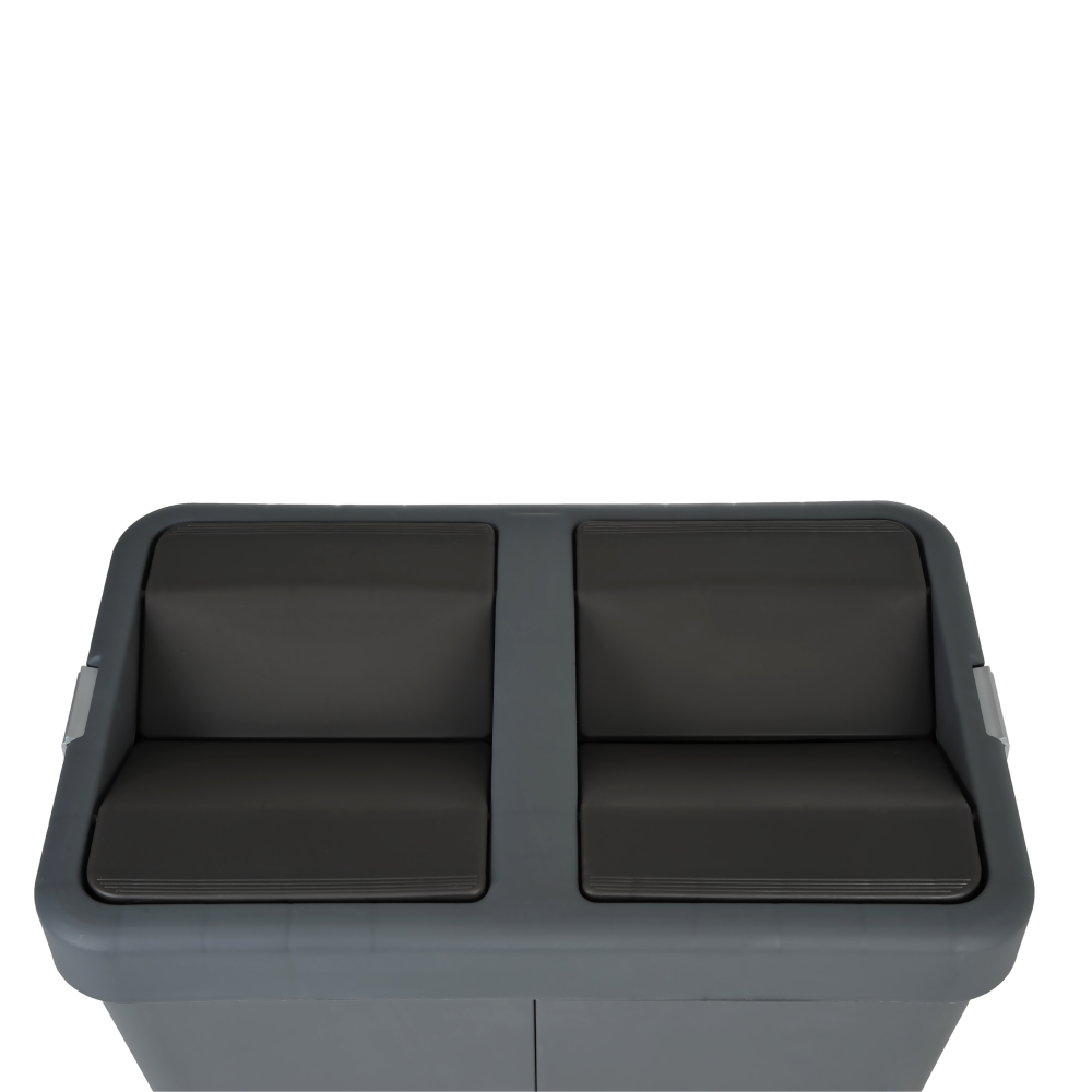 Відро для сміття подвійне 14+14л пластикове, з поворотною кришкою антрацит Відро для сміття подвійне 14+14л пластикове, з поворотною кришкою антрацит