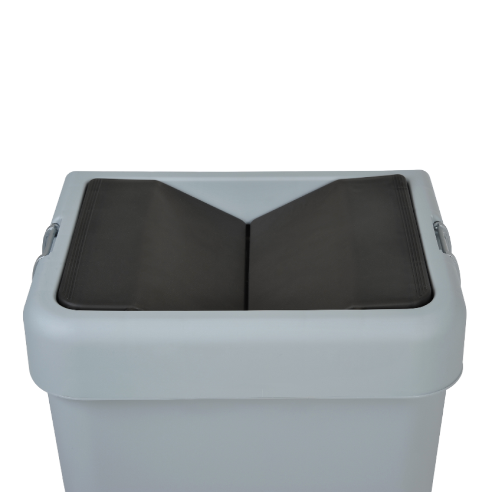 Мусорное ведро двойное 14+14л пластиковое, с поворотной крышкой серое Мусорное ведро двойное 14+14л пластиковое, с поворотной крышкой серое