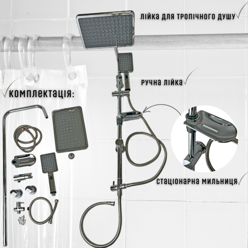 Душевая система LONDRA ROBOT с верхним душем и ручной воронкой по два режима